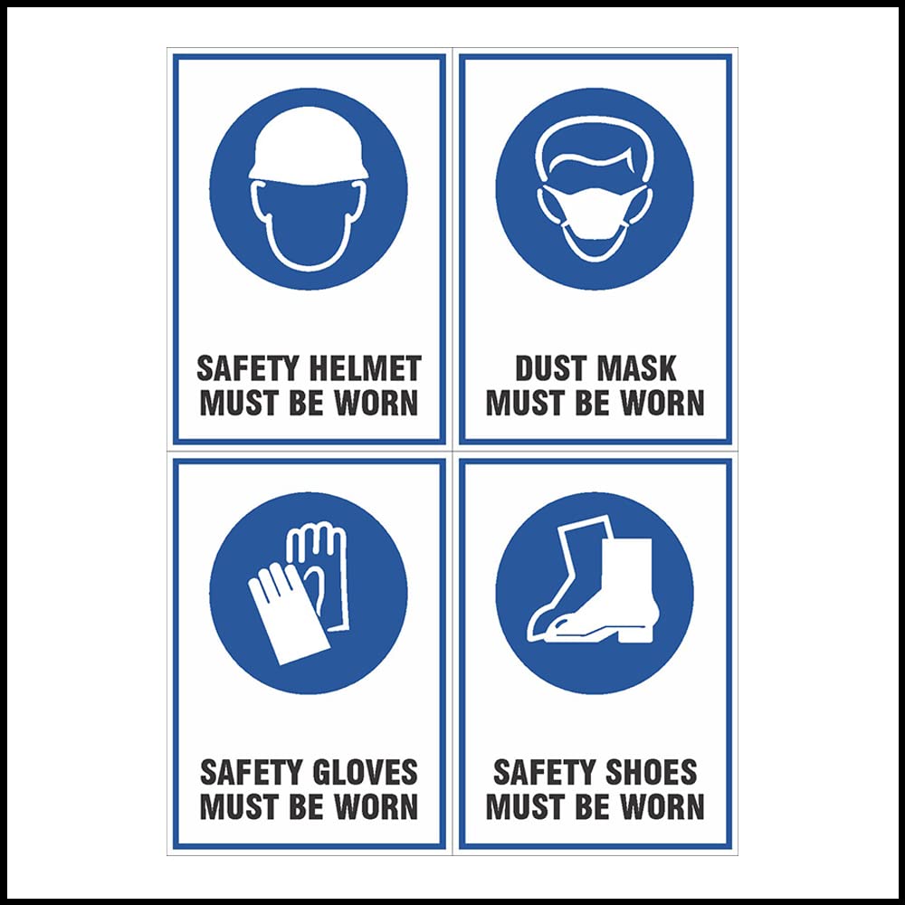 NS INVENTIVENESS - PPE Safety Sign Pack of 4 Eco Vinyl Sticker (Portrait A5, 6 inch X 8 inch) (B09LYXKNMD) Amazon Price History, Amazon Price Tracker