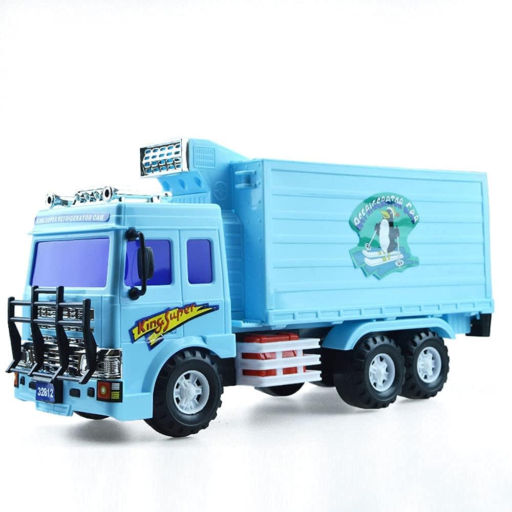 GOSHITONG Camión Refrigerado Grande, Camión Refrigerado, Camión, Camión Contenedor Vehículo De Ingeniería Inercial Modelo De Coche De Juguete para Niños Que Se Puede Abrir con Puerta Regalo Niño Bebé