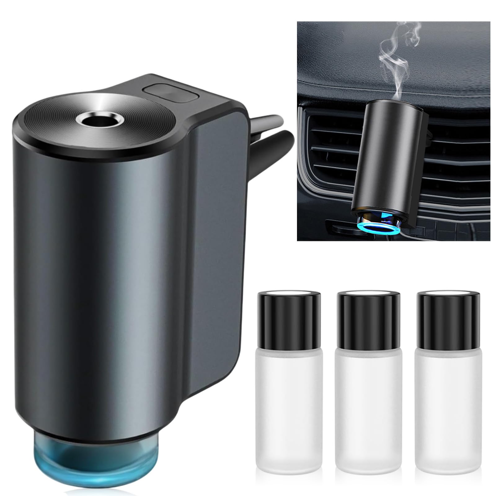Auto Luchtverfrisser Diffuser met 50ml Parfum (Oceann), 4–6 Maanden Gebruik, Ultrasone Vernevelaar, RGB Muzieklicht, 3 Slimme Modi, Automatisch Aan/Uit, 1000mAh Batterij, BJ 573