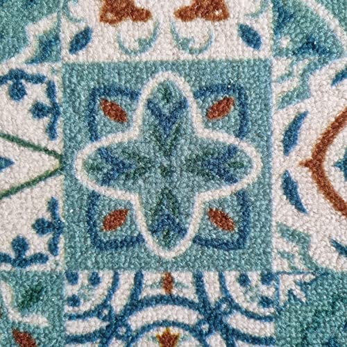 Image of Matz&More Tiles Azulejos Floor Mat | 40x60 CM | Turquoise | Nylon Tufted Gel Baking Anti-Slip | Doormat for Home Entrance, Kitchen & Bedroom