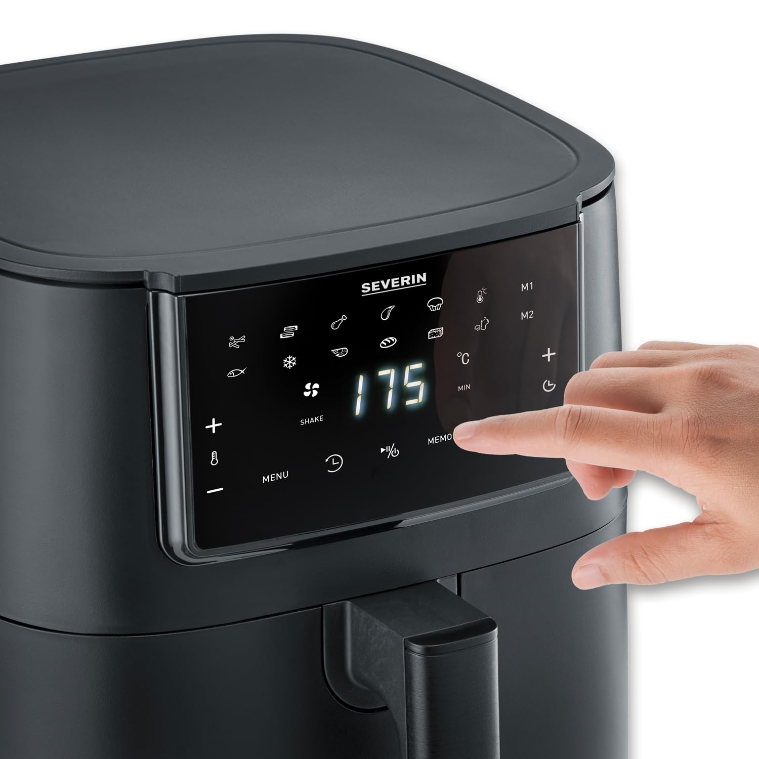 SEVERIN Friggitrice ad Aria Calda XXL, 1700W, 7 Litri, Display Touch, 12 Programmi, Mantenimento Caldo, Funzione Memoria, Rivestimento Ceramica, 29,0 x 38,7 x 31,0 cm, Nero - FR 2462
