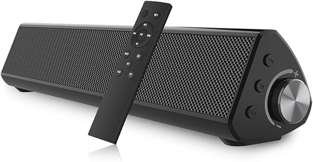 Portable Sound bar, Bestisan Soundbar Wired and Wireless Bluetooth 5.0 Speaker for TV Speakers Mini Home Theater Surround with Built-in Subwoofers Remote Control Smartphone Tablet PC Desktop Projector