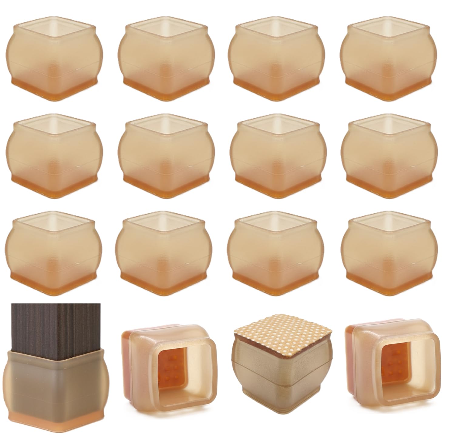 INOVERA (LABEL) 12 Pieces Silicone Chair Leg Protectors - Round Furniture Pads for Table, Stool Legs Cap Cover (Transparent)
