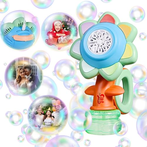Sunflower Bubble Machine for Kids Automatic Flower Bubble Toy with Colorful Lighting for Toddlers Handheld 20000+Bubbles 3 Modes Fun Swing Dance Bubble Maker Blower Blaster Outdoor Toys Jacinth