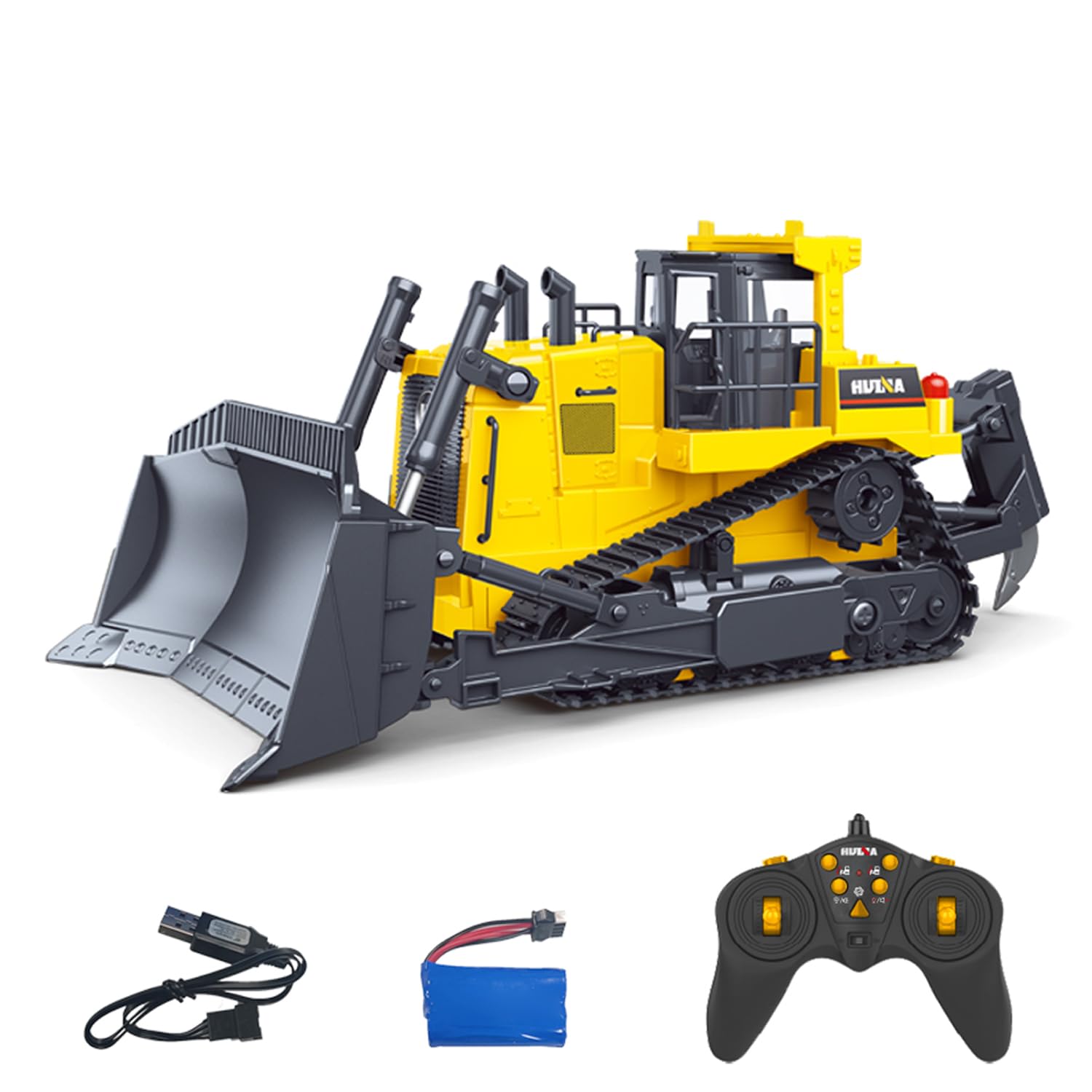 HUINA 1/16 Elettrico Telecomando Bulldozer 1554 RC Apripista Modello Finito Metallo Ripper Luce Effetto Batteria Pronto a funzionare