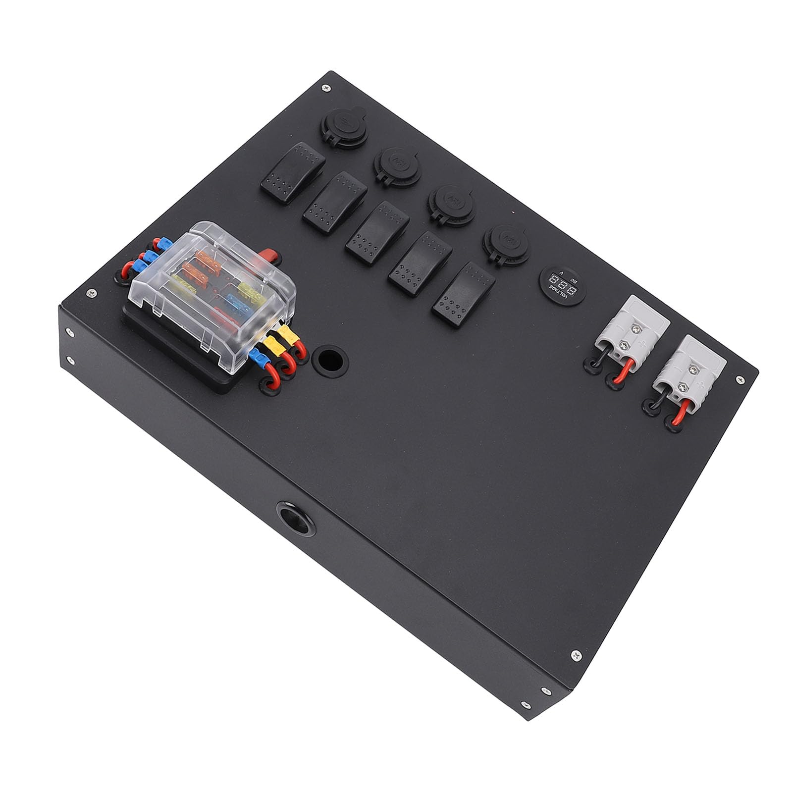 Caja de Control de Energía de Batería, DC12V 24V con Interruptor, Voltímetro, Enchufe para Encendedor de Cigarros, Salida USB, para Automóvil, RV, Camionetas, 4WD, Toldo, Caravana