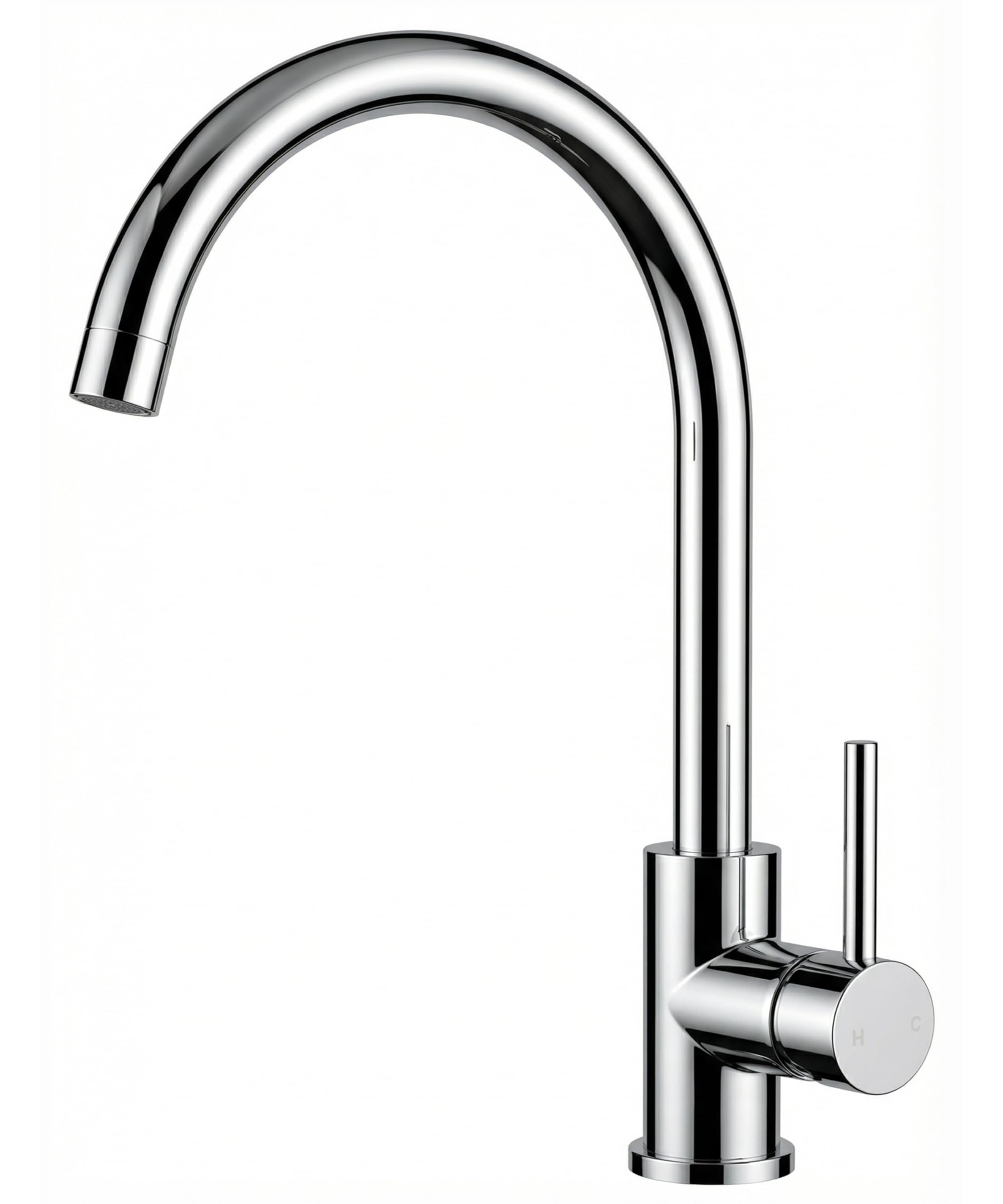 Kitchen Tap, Kitchen Sink Taps Mixer, 360 Swive Stainless Steel Monobloc 1 Hole with Single Lever, Ploished Chrome, Tap Height 13.58 inch