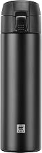ZWILLING Thermo Vacuum Insulated Thermo Beverage Flask, Reusable Water Bottle 450 ml, Stainless Steel/Black