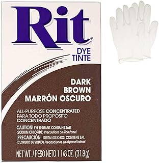 All Purpose Concentrated Rit Dye Powder Single Pack with Plastic Gloves for Clothing, Décor, and Crafts – Dark Brown