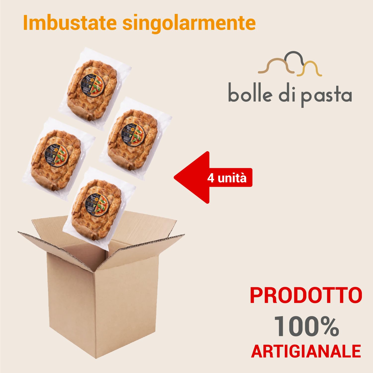 Bolle Di Pasta® Base Pizza Low Carb-Keto – 100% Artigianale, +30% Proteine, Basso Contenuto di Carboidrati – Gustosa e Leggera – Protein-Pizza Proteica - 1 pezzo 200g (4 unità)
