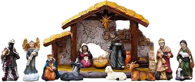 Kerststal Beeldjes: Resin Nativity Scene Set for Christmas Decor & Collectibles