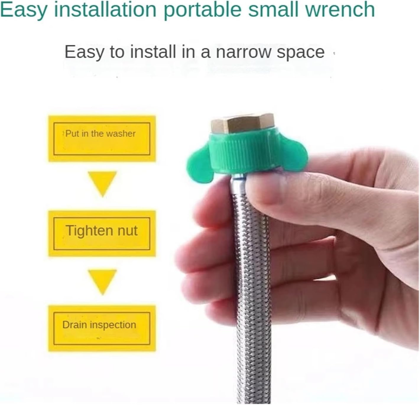 1pc 304 Stainless Steel Braided Hose for Water Heater, Toilet Faucet Connector, High Pressure, Explosion Proof Inlet for Household Use (200cm)