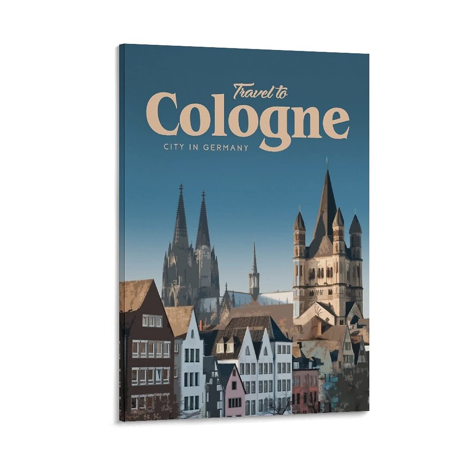 Kziwq T079 Metal Tin Sign Cologne Germany Great Saint Church Vintage Travel Tin Sign Vintage Rustic Decor Cave Coffee Shop Bar Bedroom Home Wall Decor Nostalgic Tin Sign 30X30cm