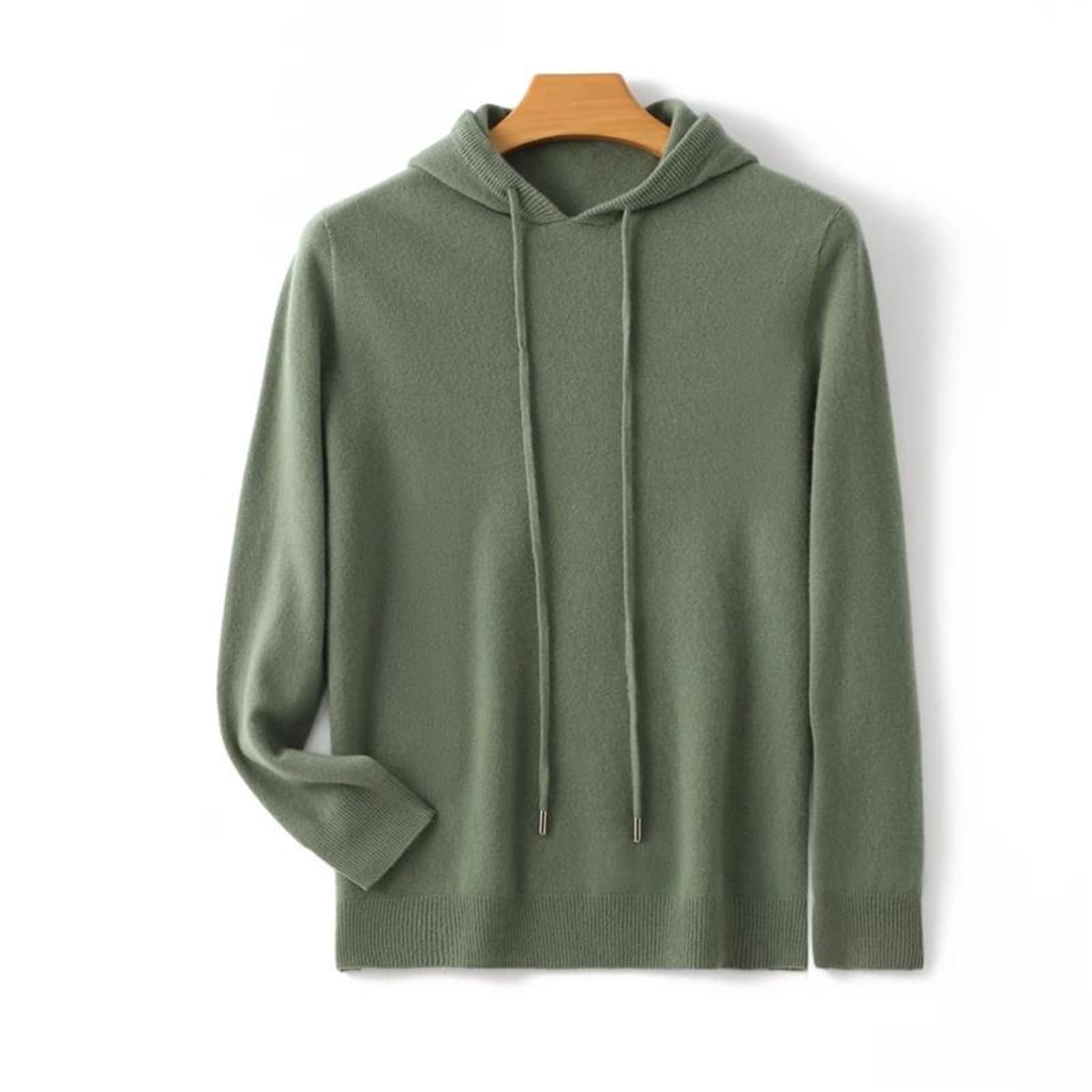 Yeuyyben Maglione invernale da uomo con cappuccio allentato maglione di lana tinta unita maglione di fondo
