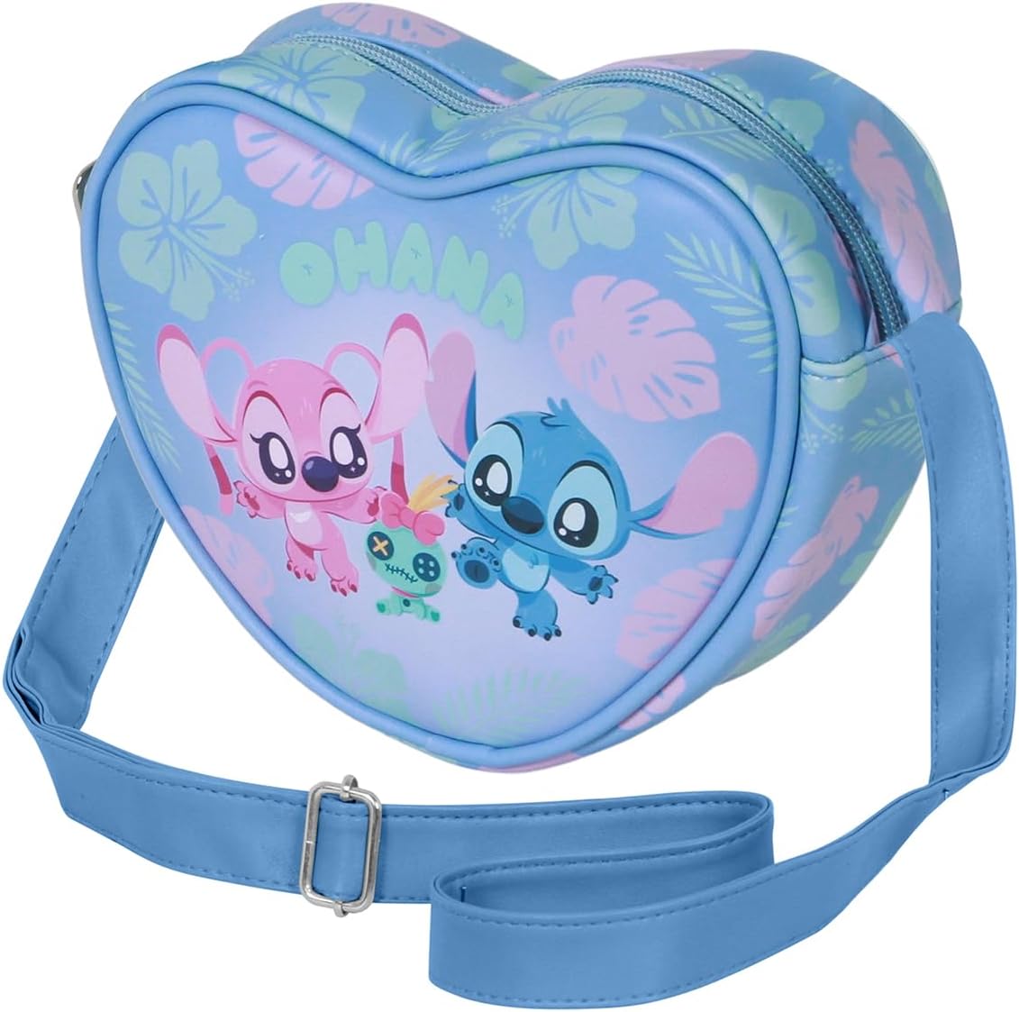 Disney Lilo and Stitch Jolly Casual Heart Shoulder Bag, Blue, 21 x 15.5 cm