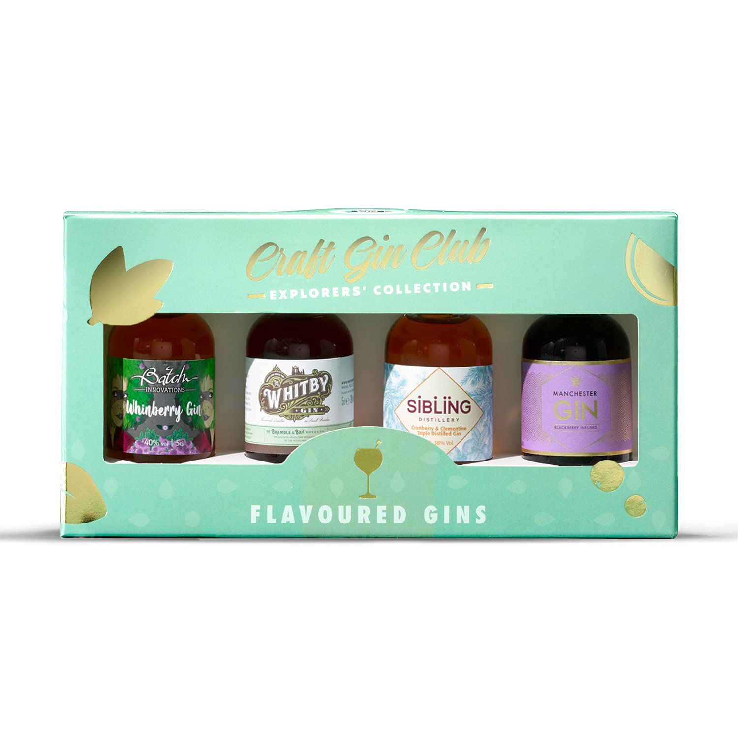 Flavoured Miniature Gins Gift Set- Craft Gin Club Explorers' Set - Fruit and Berry Flavour - Gin Lover Gift Set - Pack of 4 x 50ml