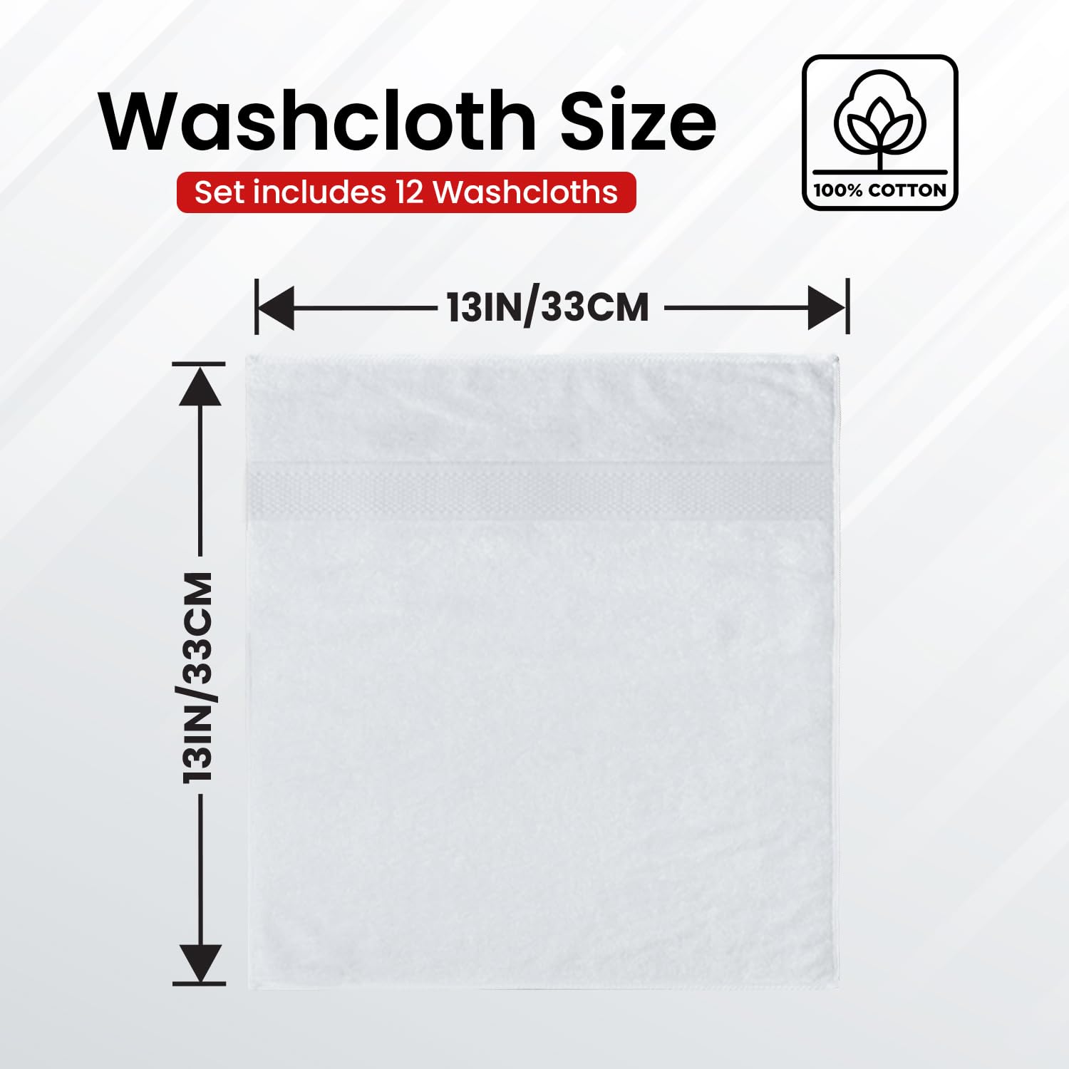 Infinitee Xclusives - 12 Pack 100% Cotton Face Cloths Wash Cloths |30x30 cm| - Ultra Soft & Highly Absorbent Fingertip Towels for Spa, Gym, Hotel & Bathroom |Brilliant White| — view 3