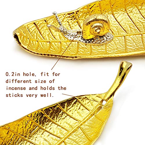 Incense Holder Set - Leaf and Snail Incense Burner,Incense Holders for Sticks Ash Catcher,Durable Zinc Alloy Materia,Modern Natural Design,Incense Ash Catcher Tray,Best for Meditation,Yoga,Home,Office