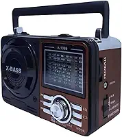 Rádio AM FM Retrô Vintage Portátil Com Bluetooth Cartão SD TF Auxiliar Recarregável Bivolt 110v 220v AD-1088 Antigo a Pilha e Tomada com Lanterna Univerza (Marrom)