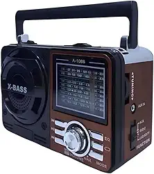 Rádio AM FM Retrô Vintage Portátil Com Bluetooth Cartão SD TF Auxiliar Recarregável Bivolt 110v 220v AD-1088 Antigo a Pilha e Tomada com Lanterna Univerza (Marrom)