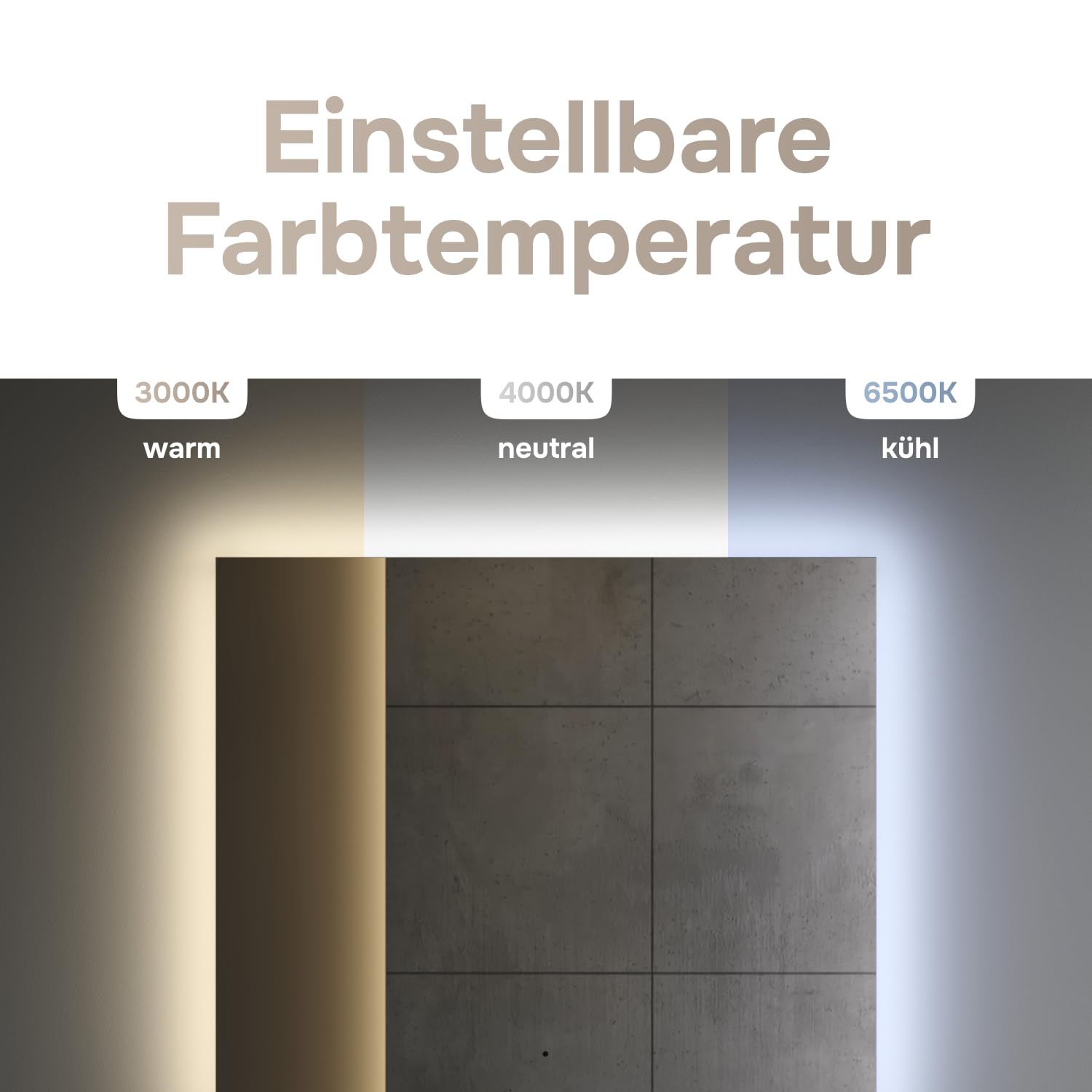 AM.PM Hit – LED Spiegel 80 x 70 cm mit Beleuchtung | Badezimmerspiegel mit LED | Spiegel mit Licht dimmbar 3 Farbtemperaturen | Touchless Sensor & Anti Beschlag | Wandspiegel ohne Rahmen | Badspiegel