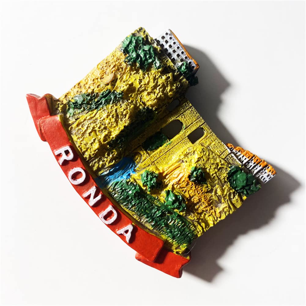 Magnete da frigorifero Ronda Spagna, souvenir da viaggio, decorazione 3D, adesivo magnetico dipinto a mano, collezione artigianale