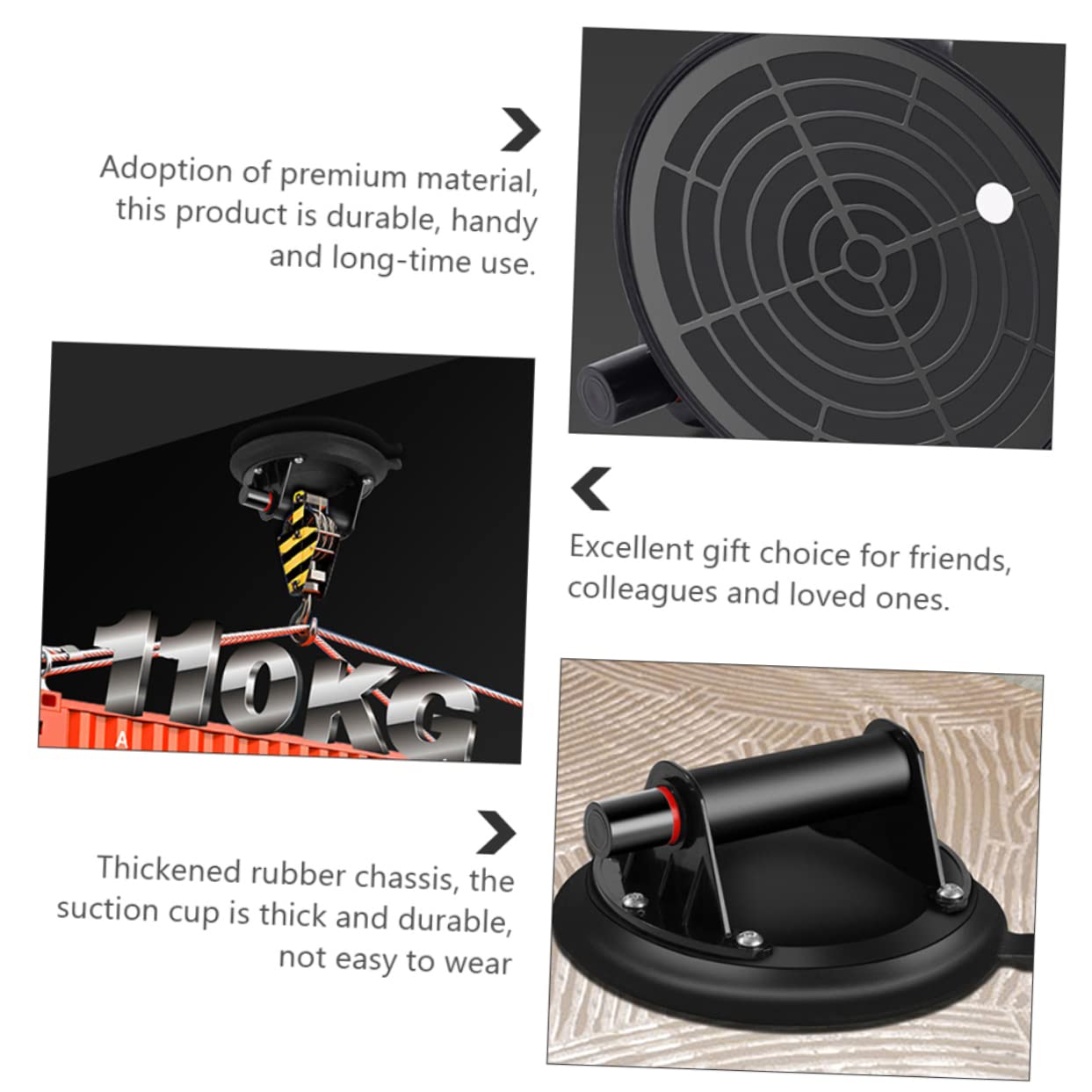 Cabilock Suction Cup Vacuum Glass Lifter Tool Heavy Duty Window Suction Cups for Easy Object Moving Non Slip Handle for Glass Tile Marble