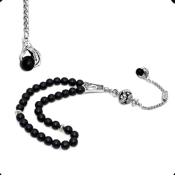 Fantastic Eagle Claw Series Worry Beads 8mm -33 Beads - Prayer Beads Tesbih-Tasbih-Tasbeeh-Misbaha-Subha-Sebha-Sibha-Rosary Black Agate Stone