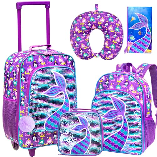 AGSDON Kids Luggage Set with Mermaid Design