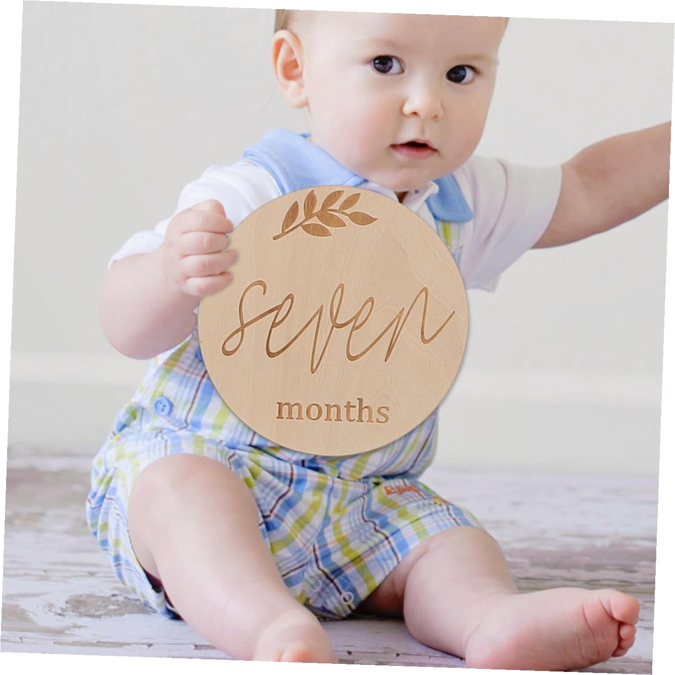 DOITOOL 28piezas Tarjetas De Madera para Bebés De Tarjetas Mensuales De Decoración De Crecimiento Infantil Ornaments De Madera para Fotografía Familiar Diámetro