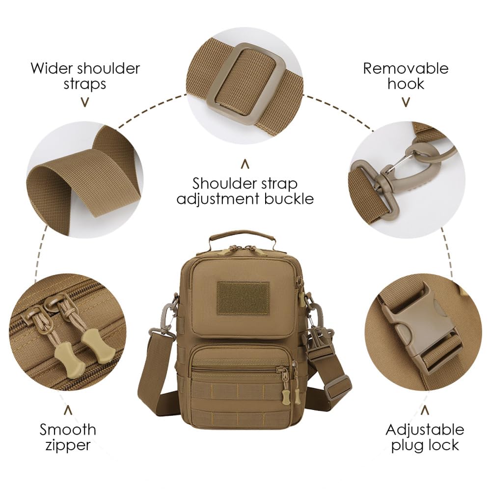 MiOYOOW Borsa Petto Tattico Militare, Multifunzionale Zaino Monospalla, Borsello a Tracolla con Tracolla Staccabile, per Campeggio Ciclismo Escursione Hiking Sport