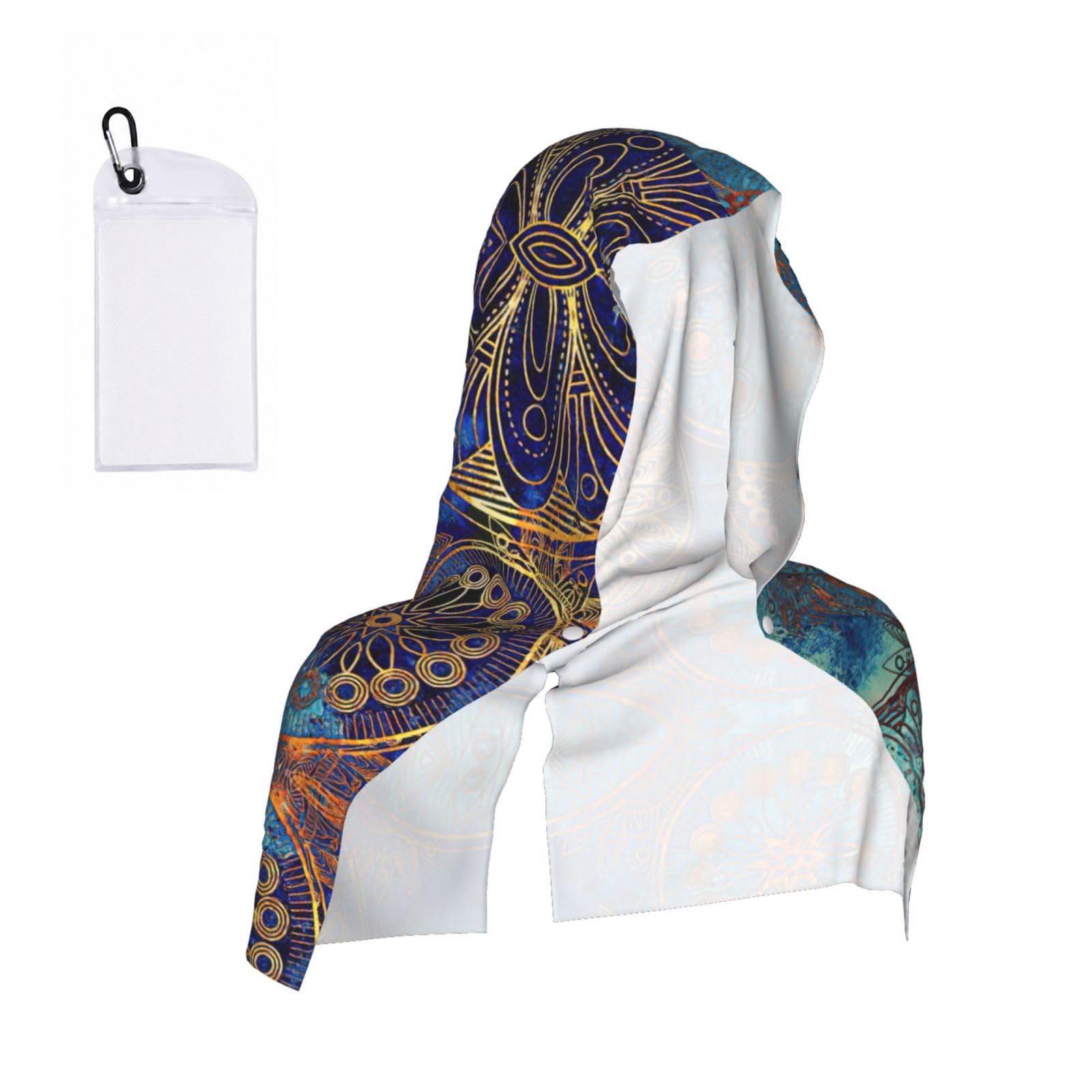DUWAA Starry Sky Mandala Print Cooling Hooded Sports Towel, 30×60cm Quick Drying Summer Cool Head Wrap For Neck And Face