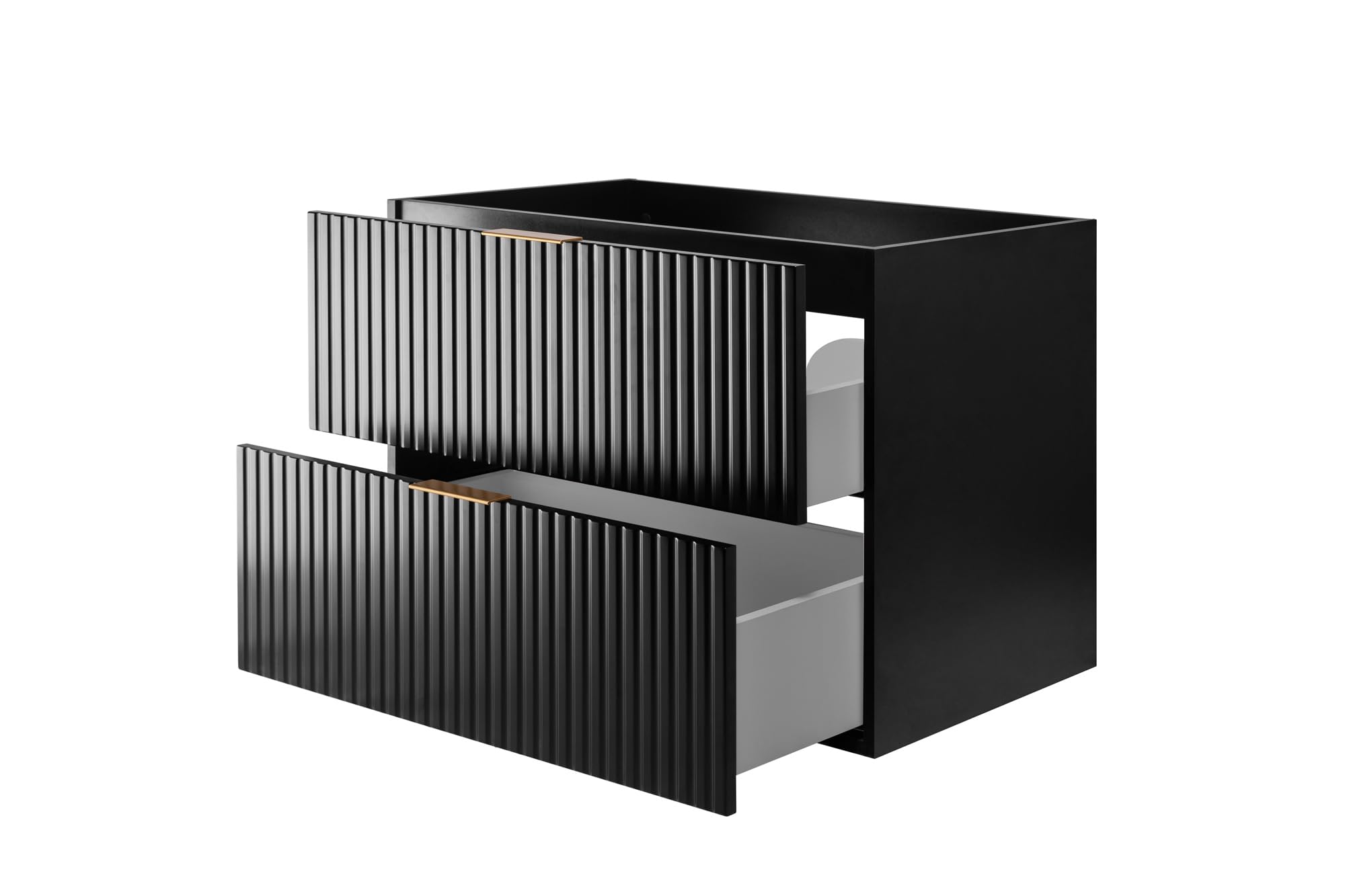 3xE Living Mueble de baño, Negro/Roble Craft + Tirador Dorado, 100 x 57 x 46 cm