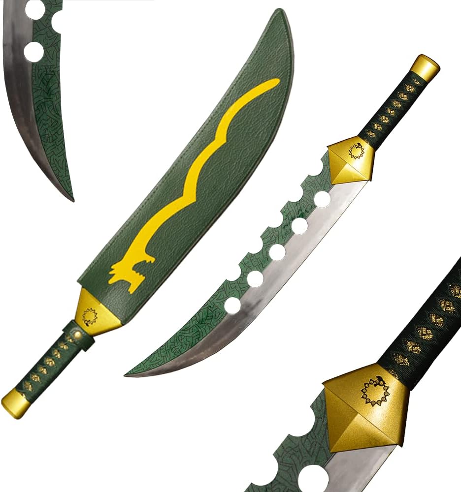 28.7" Meliodas Lostvayne Demon Sword, Carbon Steel Anime Cosplay Swords, Green