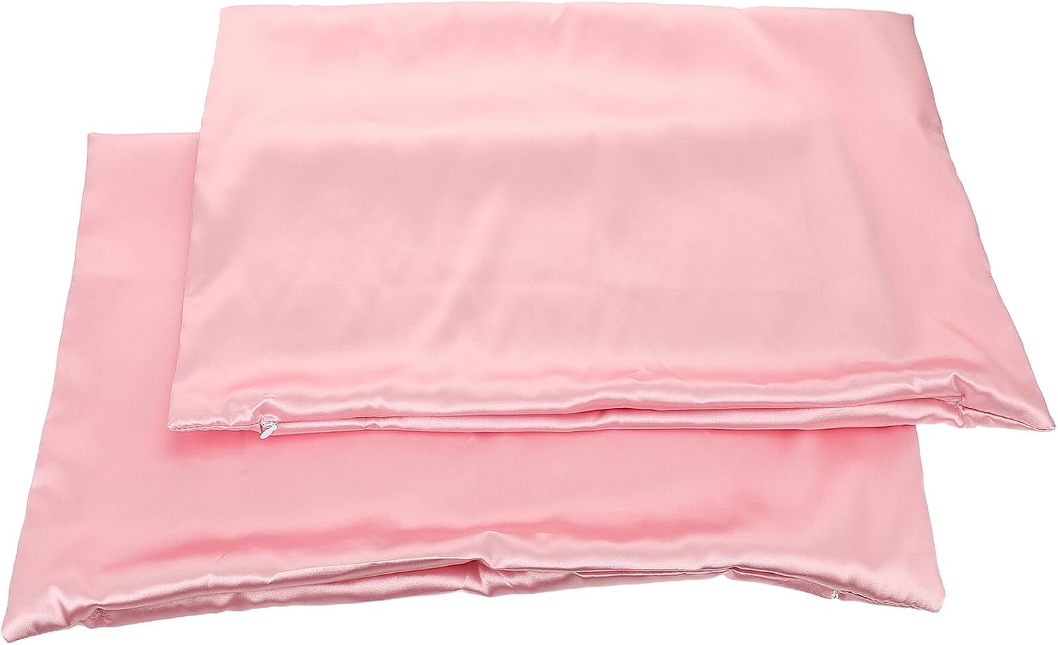 Faux Silk Pillowcase with Zipper Pink for Kids, 2pcs