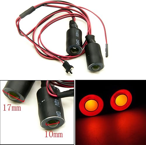 Miniatura 6 de Que-T Luz trasera LED de ojos de ángel y ojos de demonio de 2 ledes, para autos de oruga modelo RC 110 (rojo + blanco, 0.866 in)