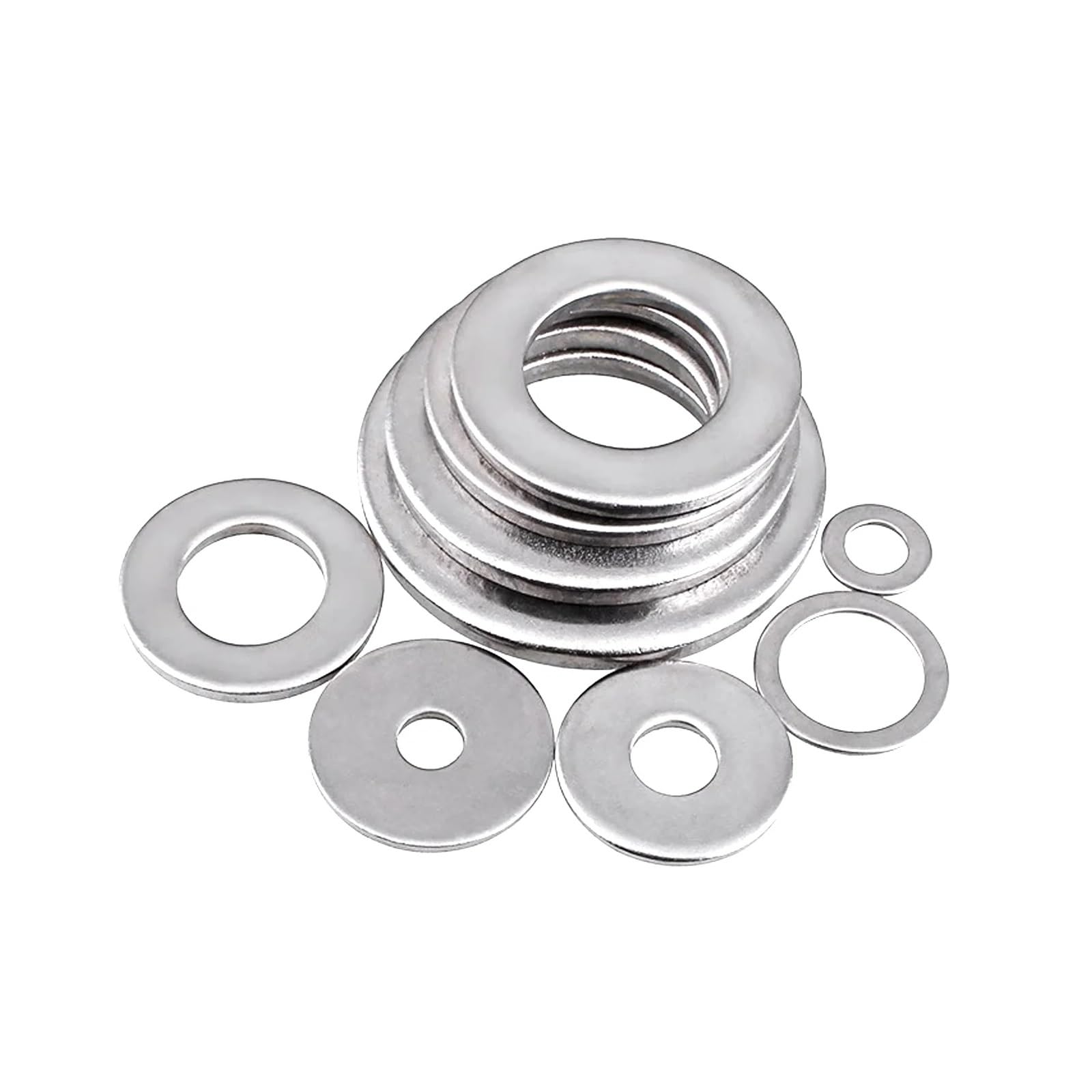 Unterlegscheibensortiment, Edelstahl, M1,6, M2, M3, M5, M6, M8 ~ M30, Dichtung, ultradünne Metallschraube, flache Unterlegscheibe, Standarderhöhung, verdicktes Meson (M1,6 x 4 x 0,3 x 50 Stück)