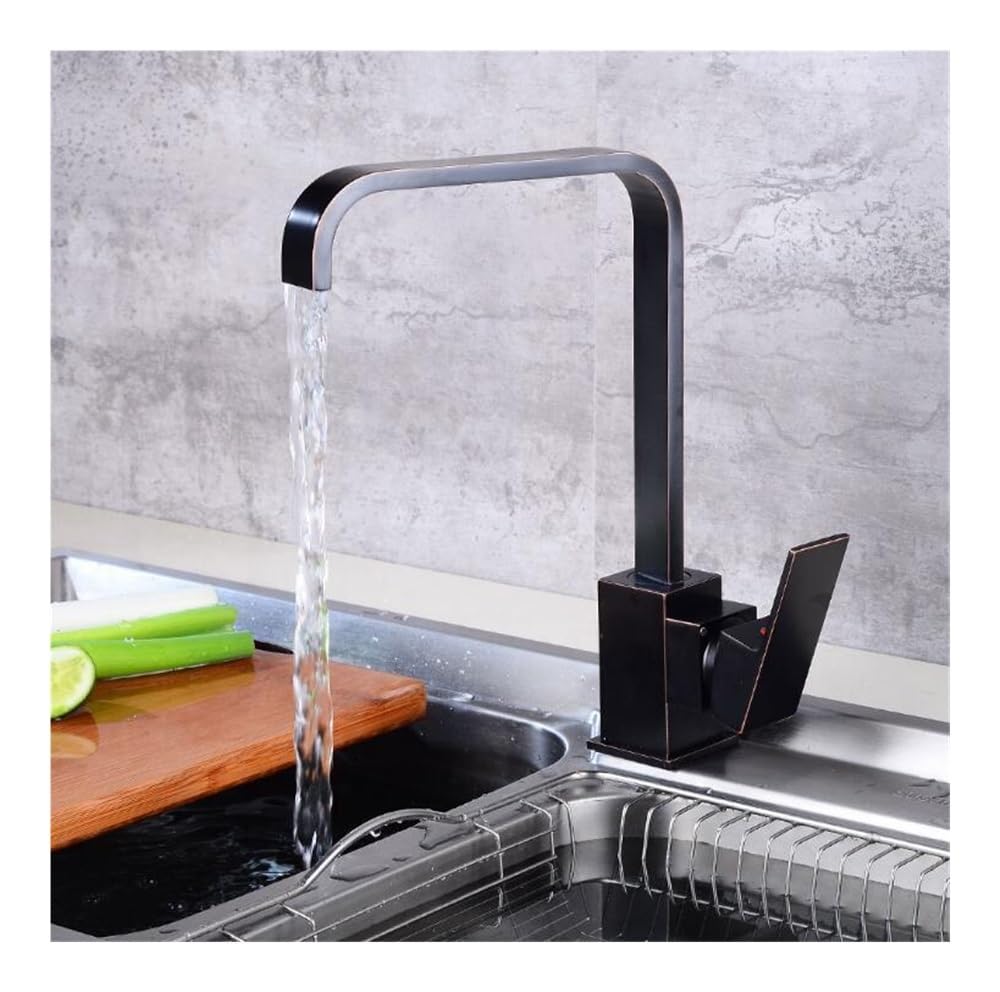 Kitchen Faucets Kitchen Water Tap Antique/Black Kitchen Sink Faucet, Single Handle Tall Spout Wash Basin Mixer Taps XT-108(Black,B)