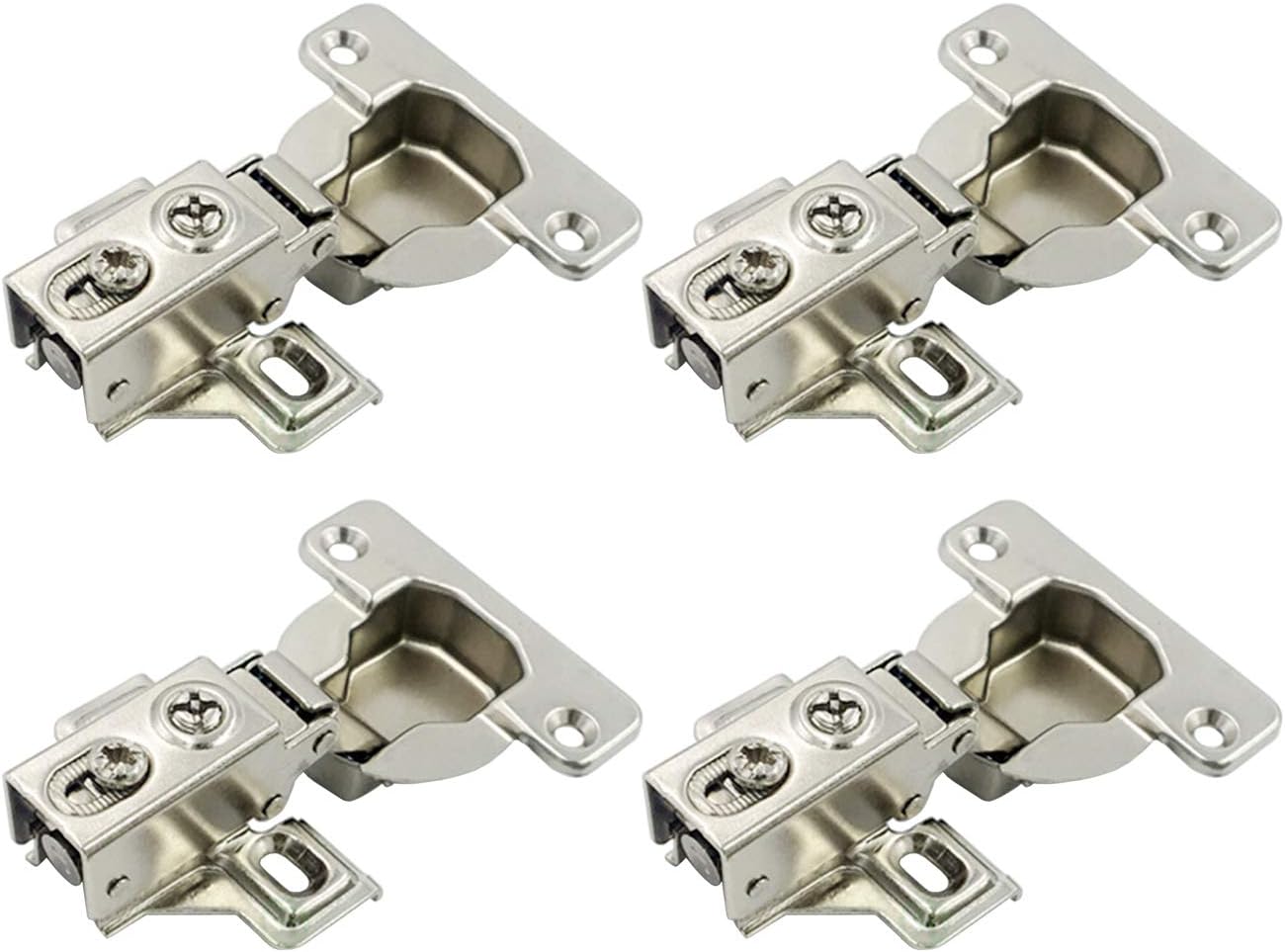 LIKERAINY 95Deg Full Overlay Face Frame Hinge 40mm with Hydraulic Damper for Heavy and Thick Door Compact Soft Closing Short Mini Hinges for Cabinet Cupboard Wardrobe Pack of 4