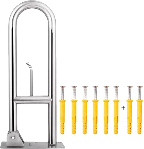 Miniatura 7 de Rieles de seguridad de inodoro de acero inoxidable de 29.5 pulgadas, barra de agarre abatible para baño para discapacitados con portapapeles,