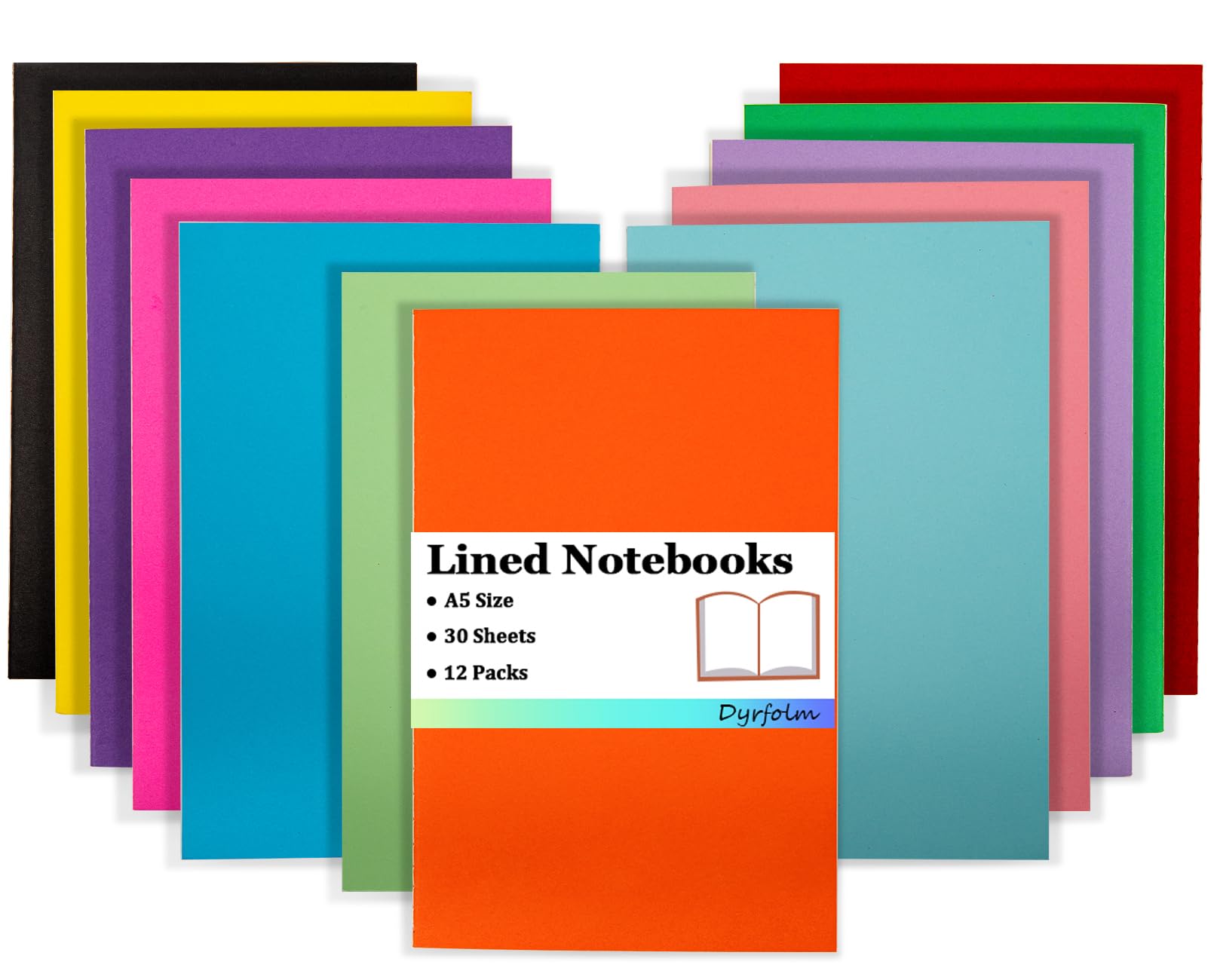 Dyrfolm Paquete de 12 cuadernos coloridos en blanco, diario en blanco A5 sin forro, bloc de notas para viajeros, oficina, dibujos, escritura, cuaderno de viaje, 60 páginas, 5.5 x 8.3 pulgadas