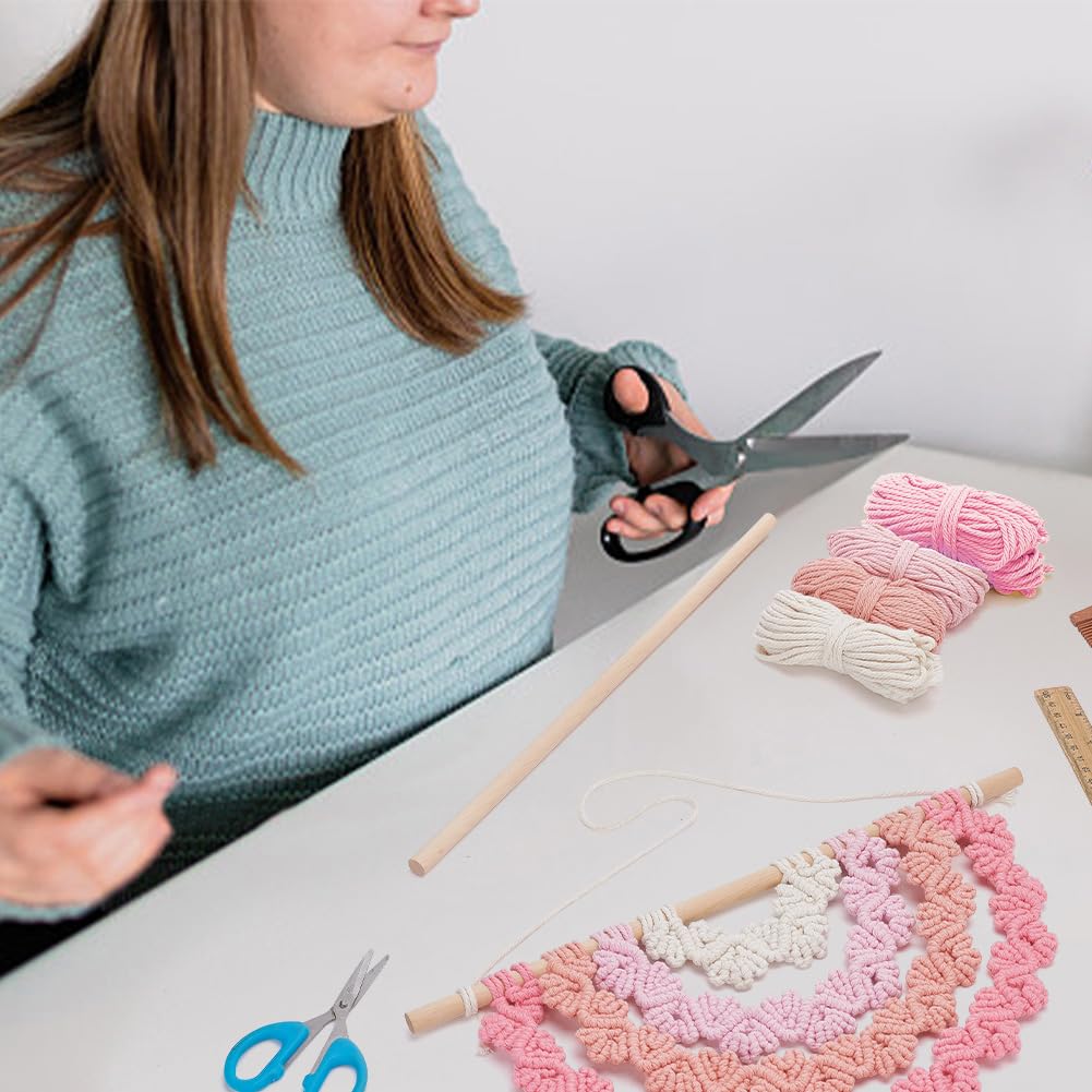 FREEBLOSS Kit de suspension murale en macramé à faire soi-même - Demi mandala - Cœur d'amour - Tapisserie tissée à la main - Décoration murale en macramé pour débutants - Décoration de chambre pour