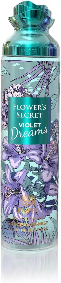 FLOWER'S SECRET - VIOLET DREAMS - DAILY REFRESHING FRAGRANCE BODY MIST WITH A GENTLE AND PLEASNT LONG-LASTING AROMA, SMOOTH AND SOFT BODY FRAGRANCE - 250ml