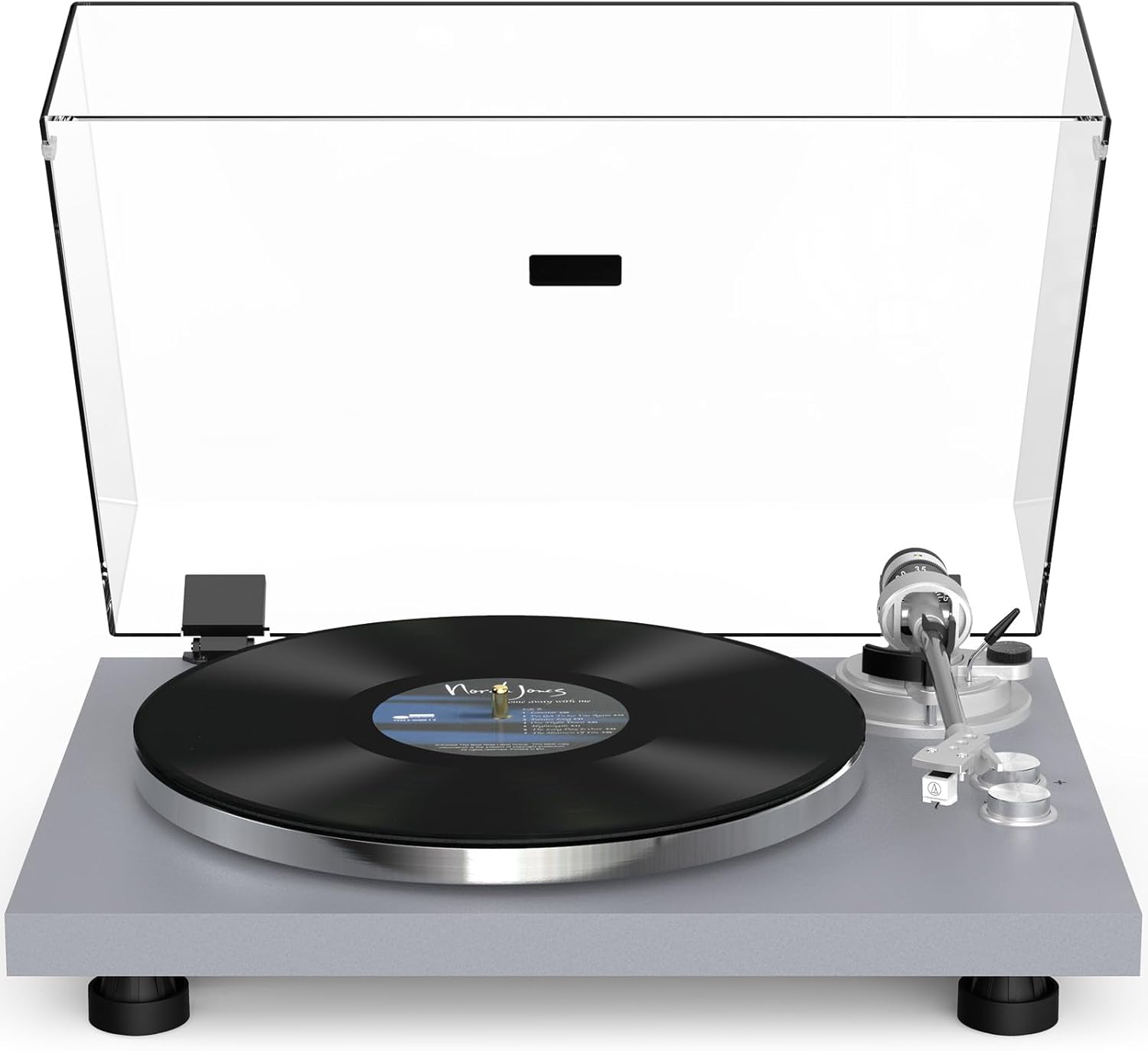 Turntable Record Player Wireless Output Carbon Fiber Tonearm Vinyl Player Aluminium Platter Belt-Drive LP Turn Tables 33 1/3&45 RPM Phono Level Audio RCA Line Output AT-3600L MM Cartridge Grey