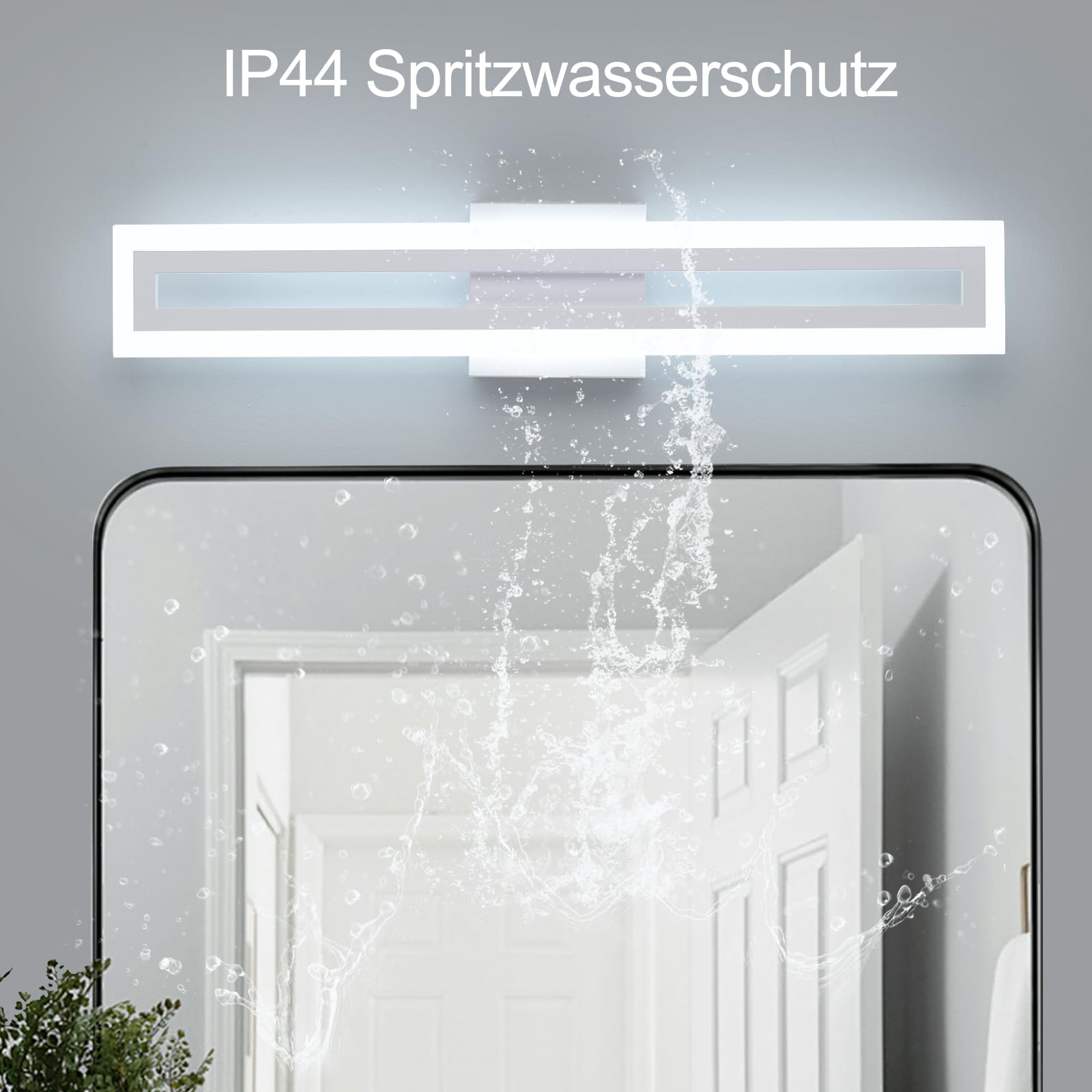 LED Spiegellampe Bad Wandbeleuchtung – 60cm 20W 2000 LM, 6000K Kaltweiß, IP44 Wasserdicht, einfache Montage für Badezimmer, Waschzimmer und Schlafzimmer