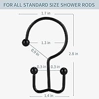 Vista 5 de Goowin Shower Curtain Hooks, 12 Pcs Shower Curtain Rings, Durable Rust Proof Black Shower Curtain Hooks, Shower Rings for Curtain, Double Glide