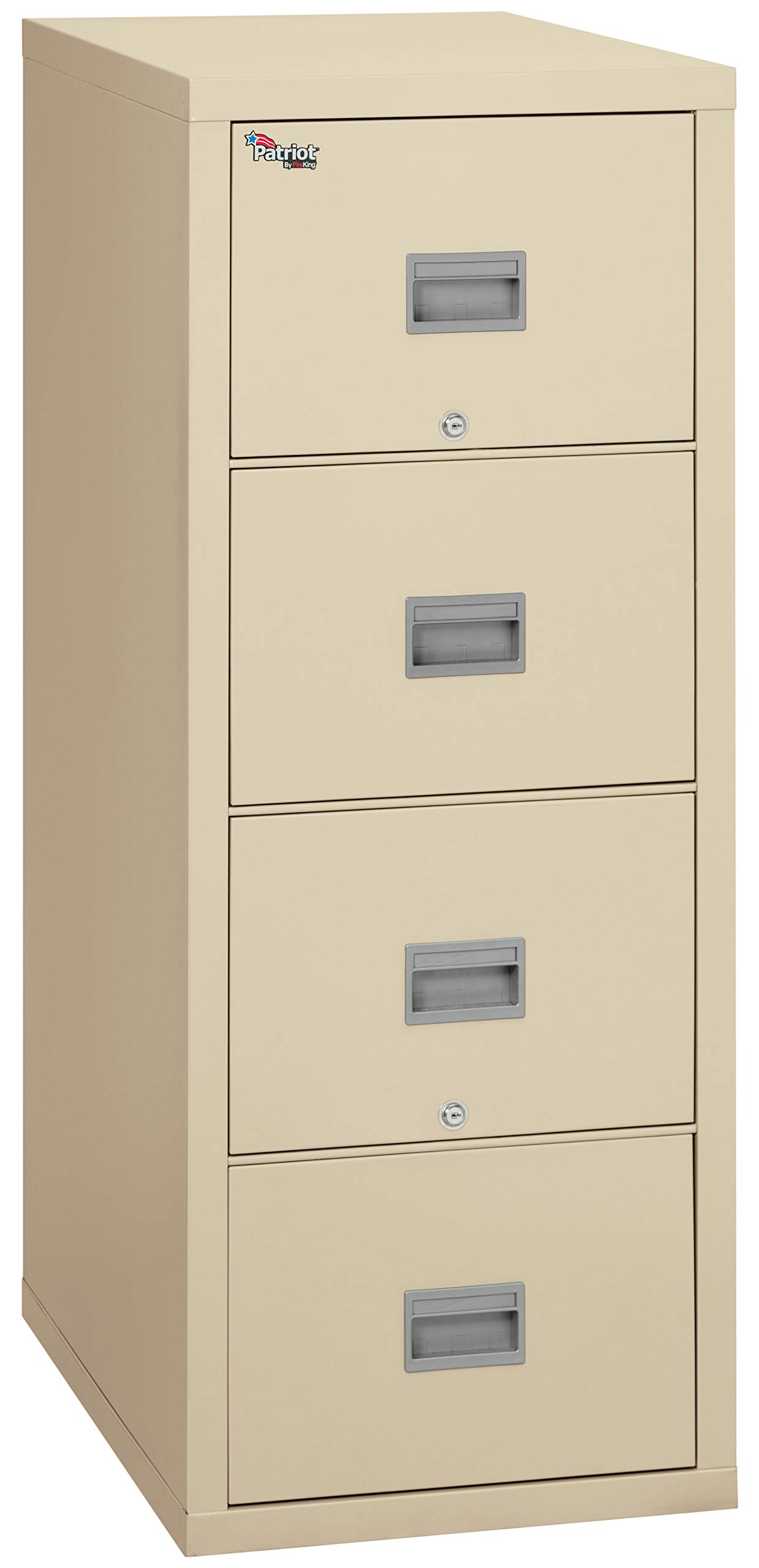 FireKing Patriot Vertical 4 Drawer Legal & Letter Fire Safe File Cabinet, Key Lock, 1 Hour Fire Rated UL Rated & Water Resistant, USA Made, Parchment