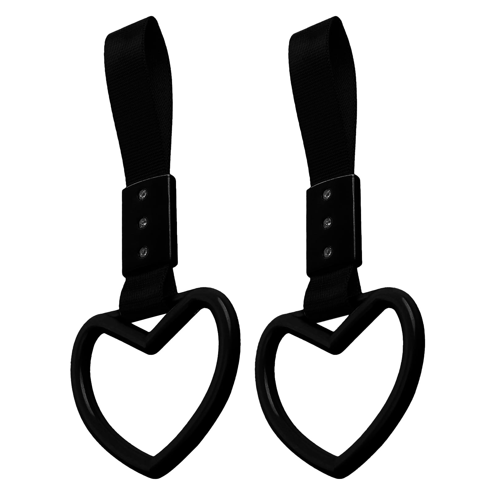 2PCS Heart Shaped Car Handle Straps, Rear Bumper Warning Keychain Ring for Car Exterior Accessories (Black)