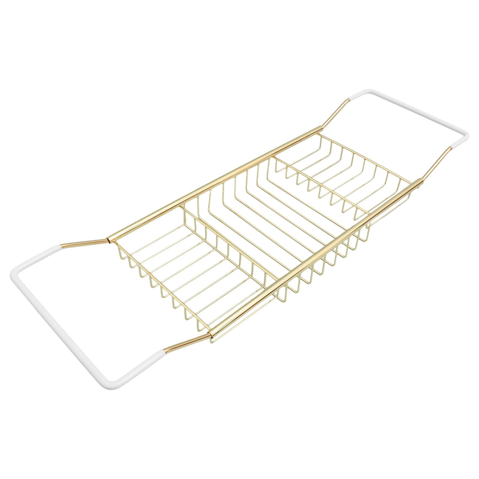 Scaffale Telescopico e Portatile per Bagno in Acciaio Inossidabile Oro Design Antiscivolo Mensola Estensibile per Vasche da Bagno e Doccia