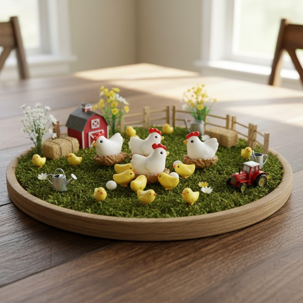 Mini Resin Hen Family for Fairy Gardens -6